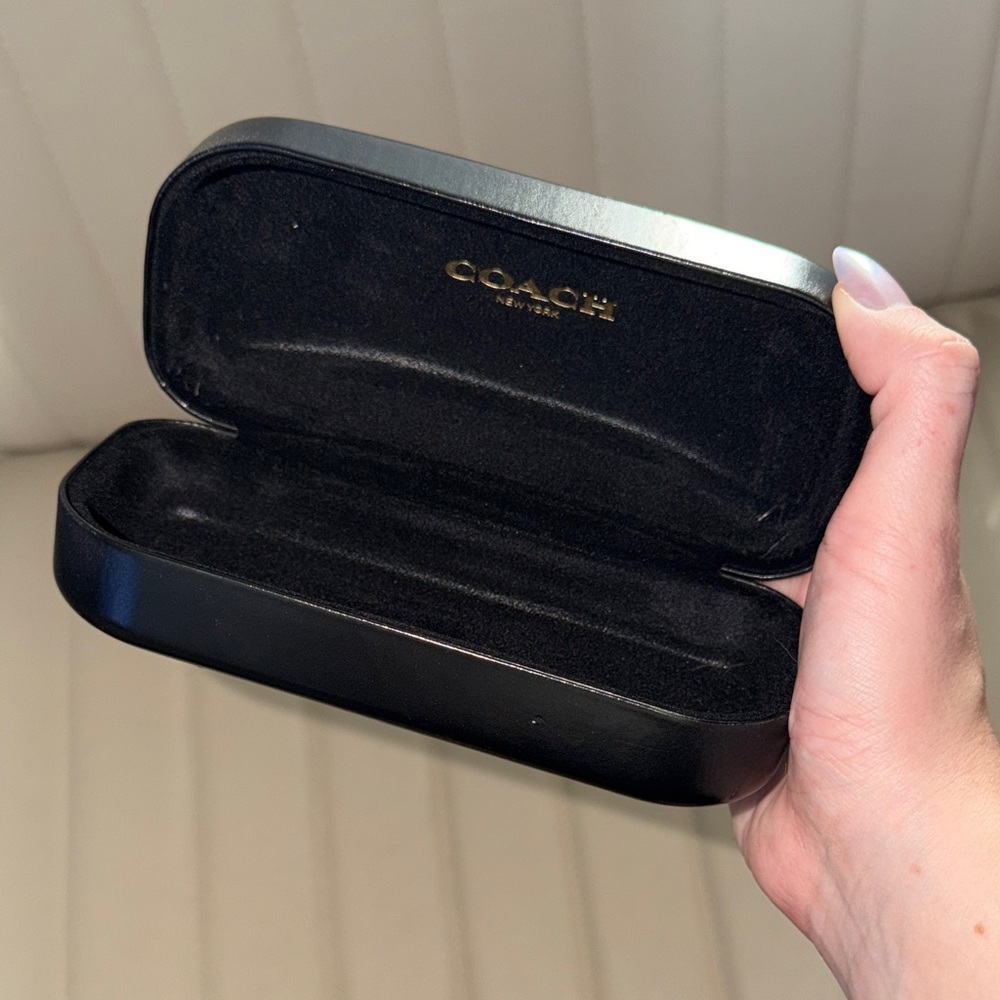 Coach Black Leather Sunglass Case with Gold Logo